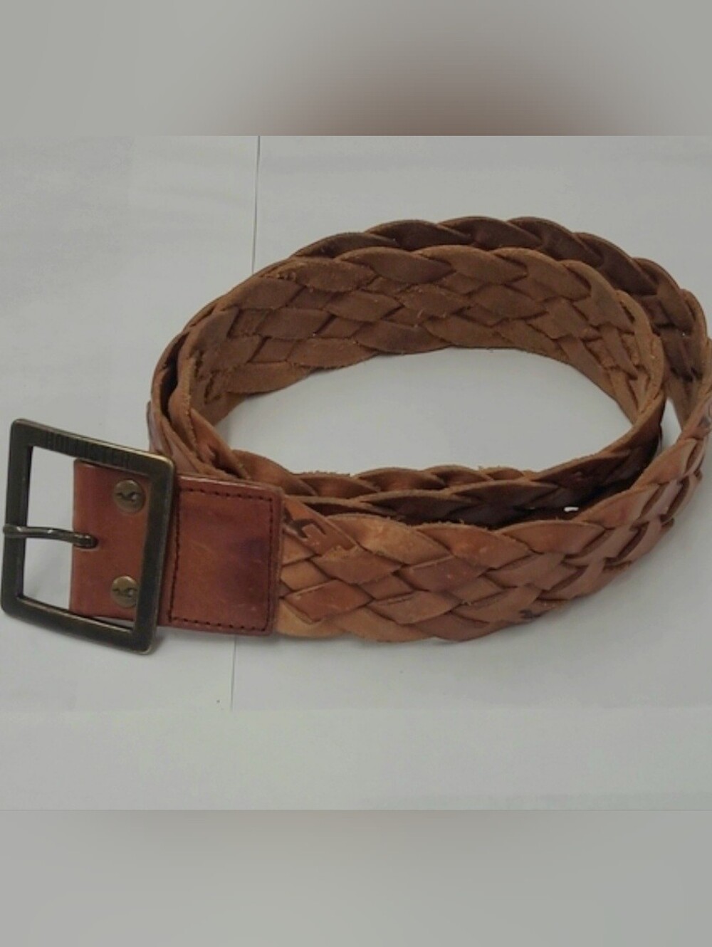 Hollister Braided Leather Belt - Brown Size M/L